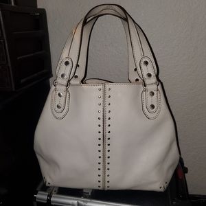 Michael Kors off white Joplin leather shoulder shoulder bag.